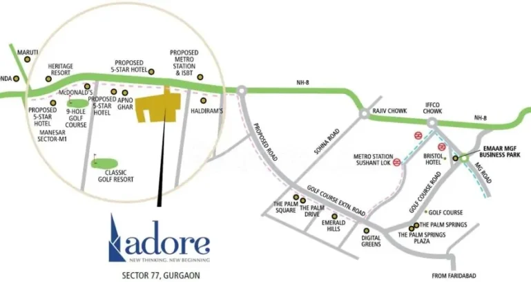 Adore-sector-77-gurgaon-location-map