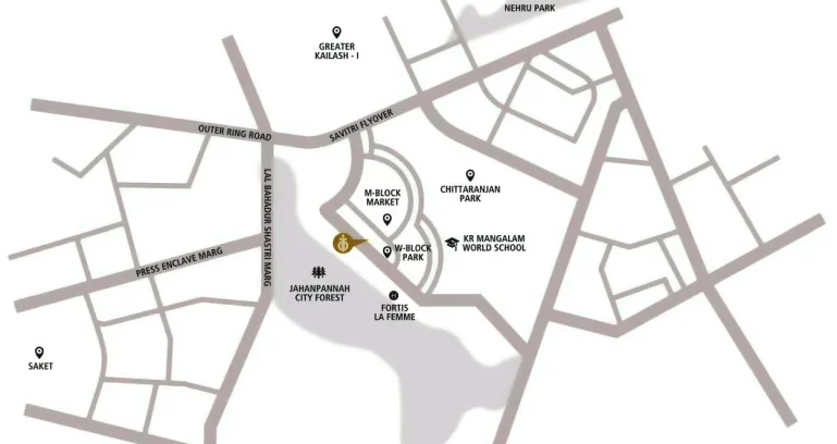 Dlf-kings-court-location-map