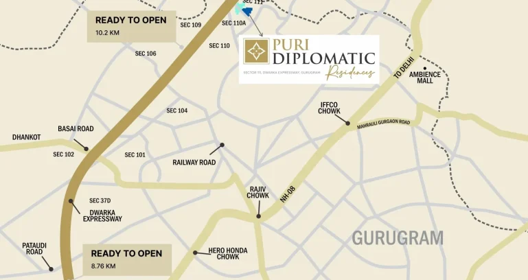 Puri-diplomatic-greens-sector-111-gurgaon-location-map